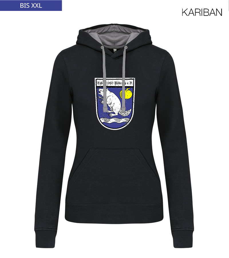Kariban Damen Hoodie Black Fine Grey "Uwe Frontprint"